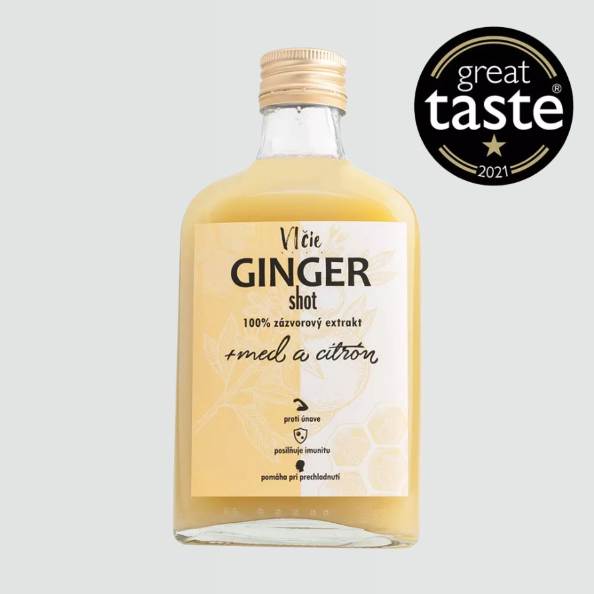 Ginger SHOT s medom a citrónom od Vlčie sirupy, sklenená fľaša 200 ml