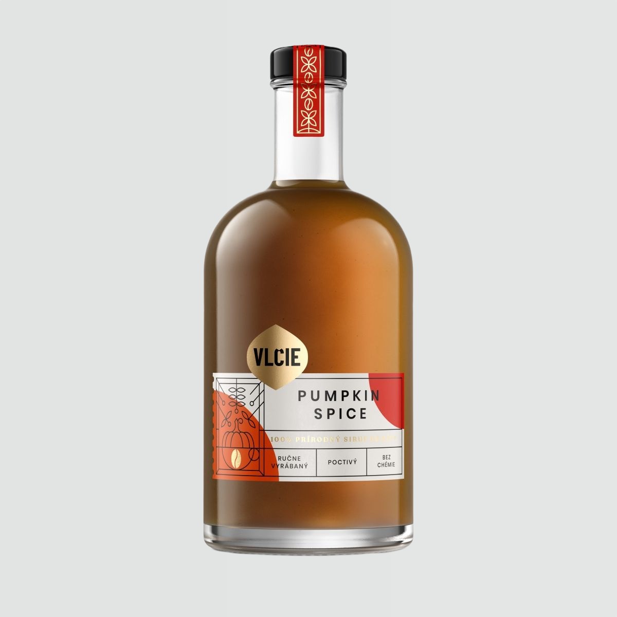 Tekvicový sirup do kávy Pumpkin Spice od Vlčie sirupy, fľaša s objemom 500 ml