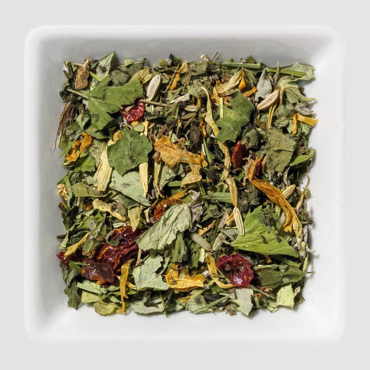 Sypaný bylinkový čaj Mountain Herbs Be:Tea s medovkou, mätou, šalviou a tymianom