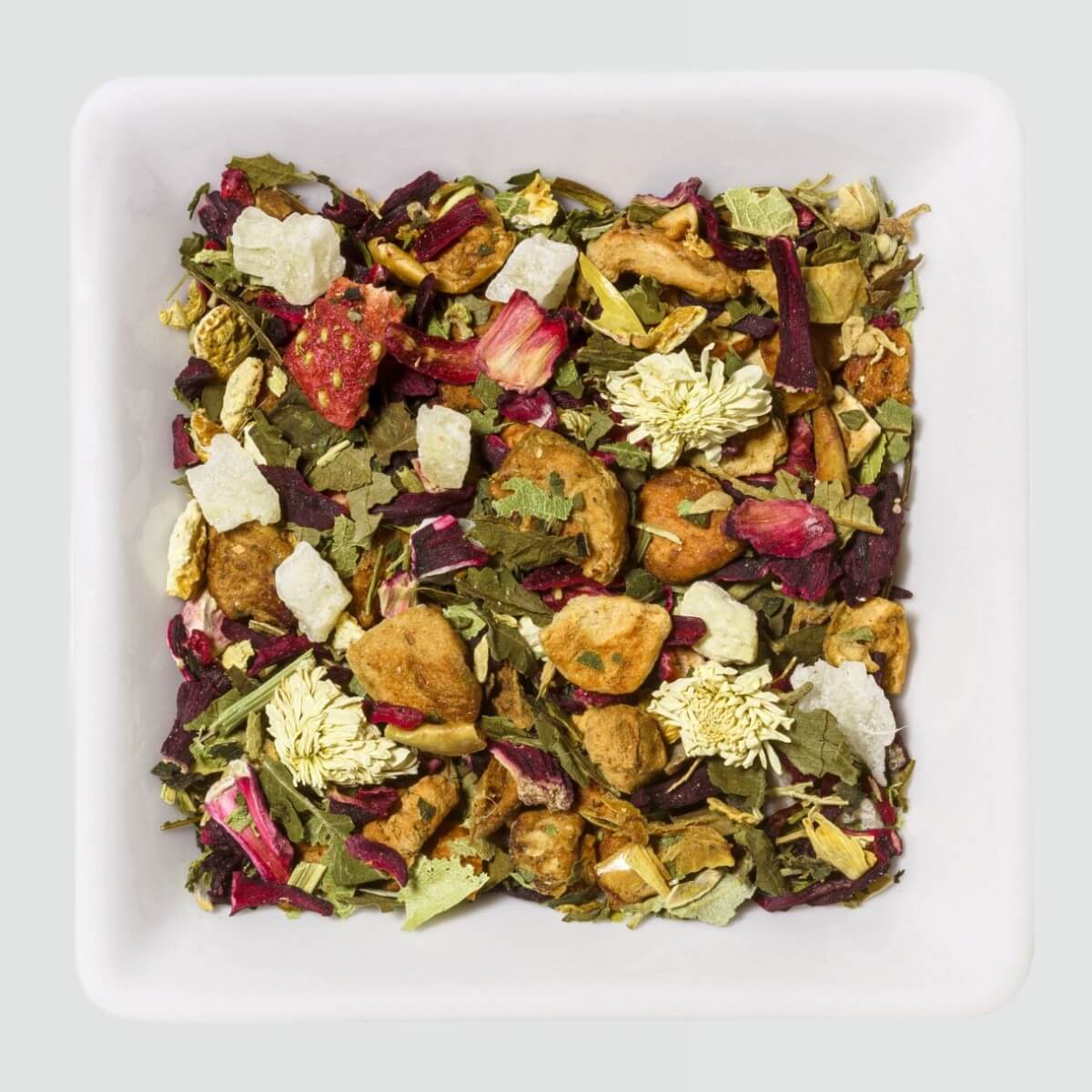 Sypaná ovocno-bylinná zmes Berry Melange Be:Tea s malinami, jahodami a citrusmi