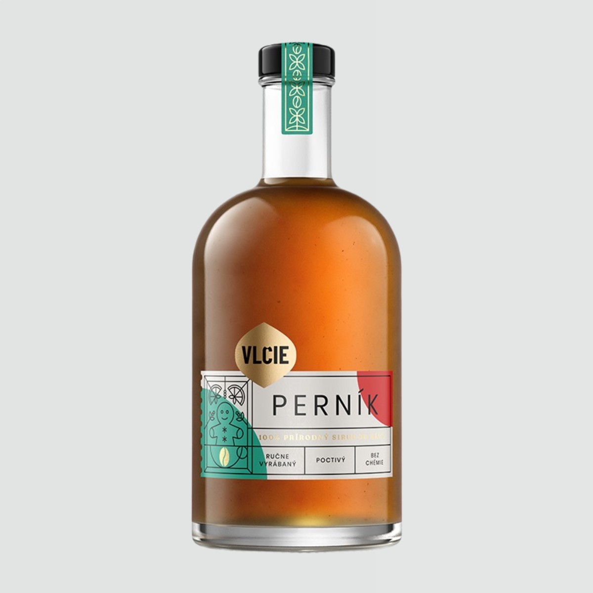Perníkový sirup do kávy od Vlčie sirupy, fľaša s objemom 500 ml